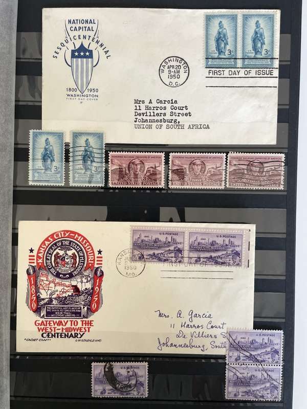 USA - 1949-1950 good selection of used stamps and first day covers (5 photos)